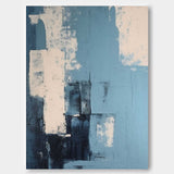 Large Original Abstract Oil Painting On Canvas Blue Modern Texture Wall Art For Living Room