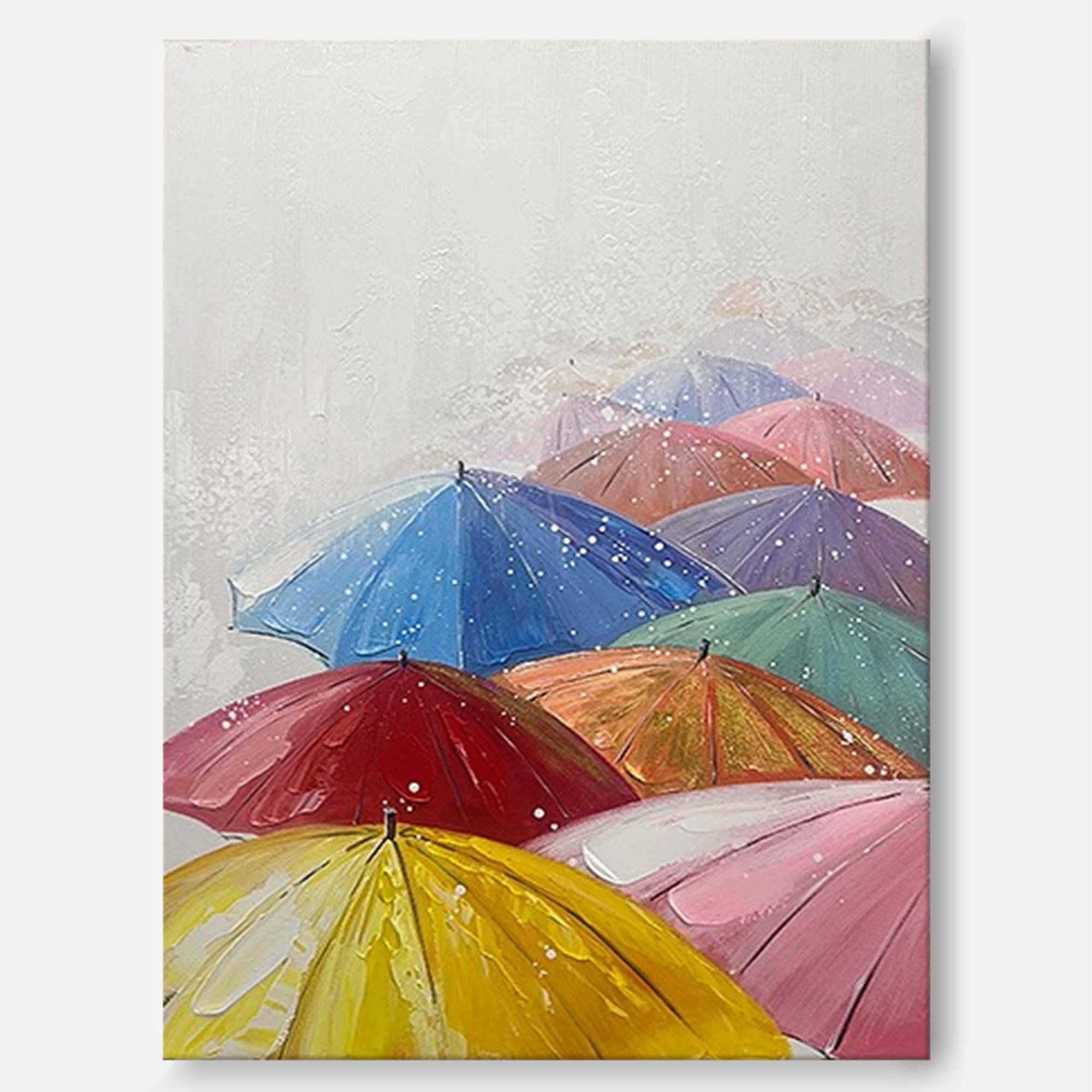 Modern Original Umbrella Wall Paintings Canvas Abstract Landscape Oil Painting Hand Painted For Living Room