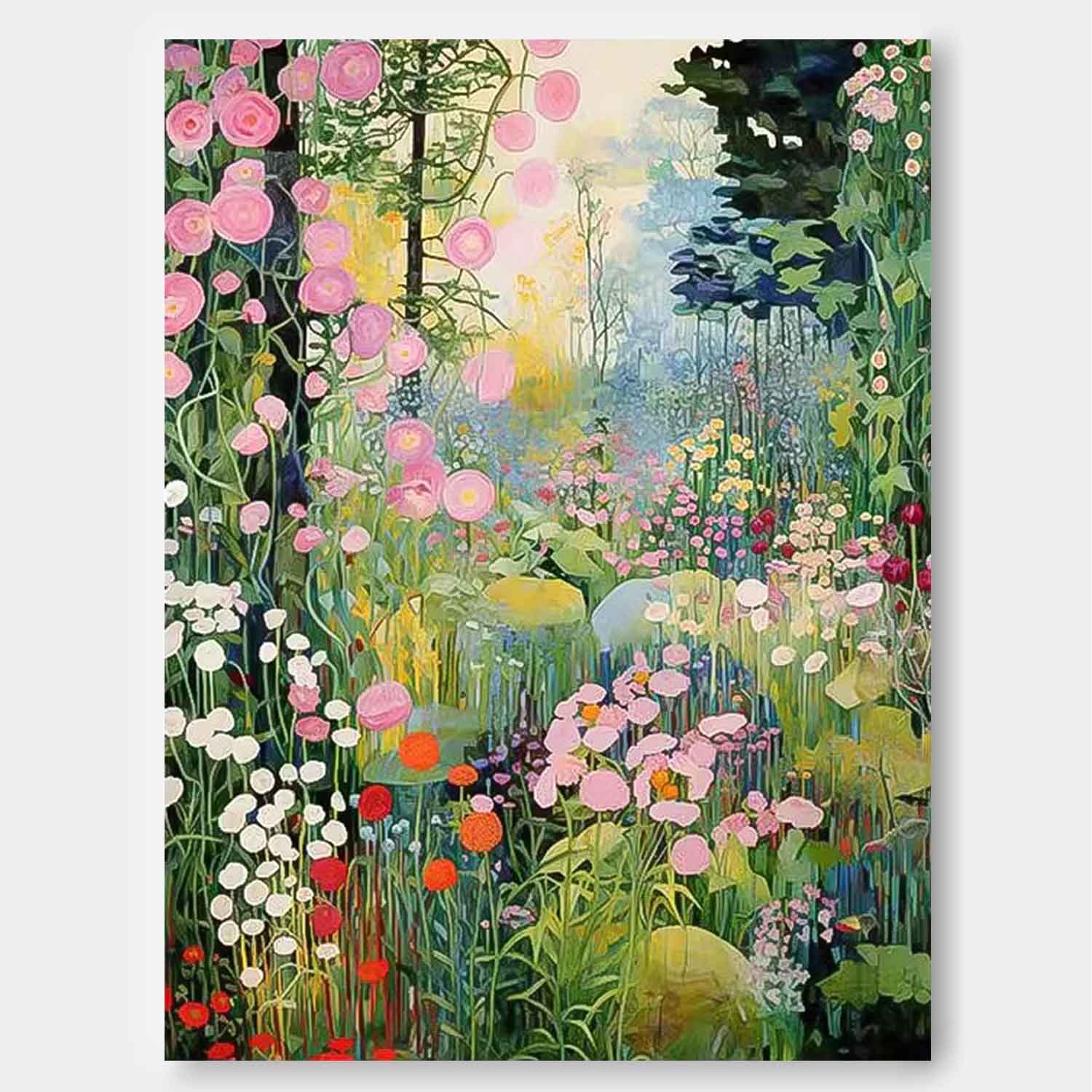 Rich Variety Of Floral Abstract Acrylic Painting On Canvas Contemporary Cute Flower Wall Art On Sale