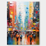 Large Colorful Abstract Cityscape Oil Painting On Canvas Original Urban Scene Art Modern Colorful Wall Art Living Room