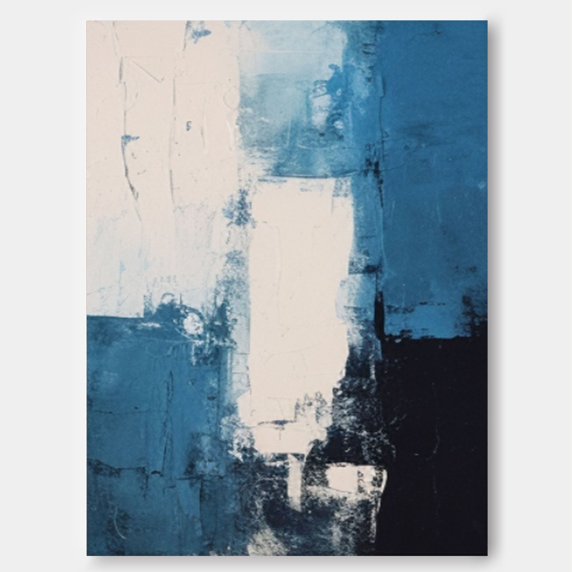 Blue Modern Texture Wall Art Large Original Abstract Oil Painting On Canvas For Living Room