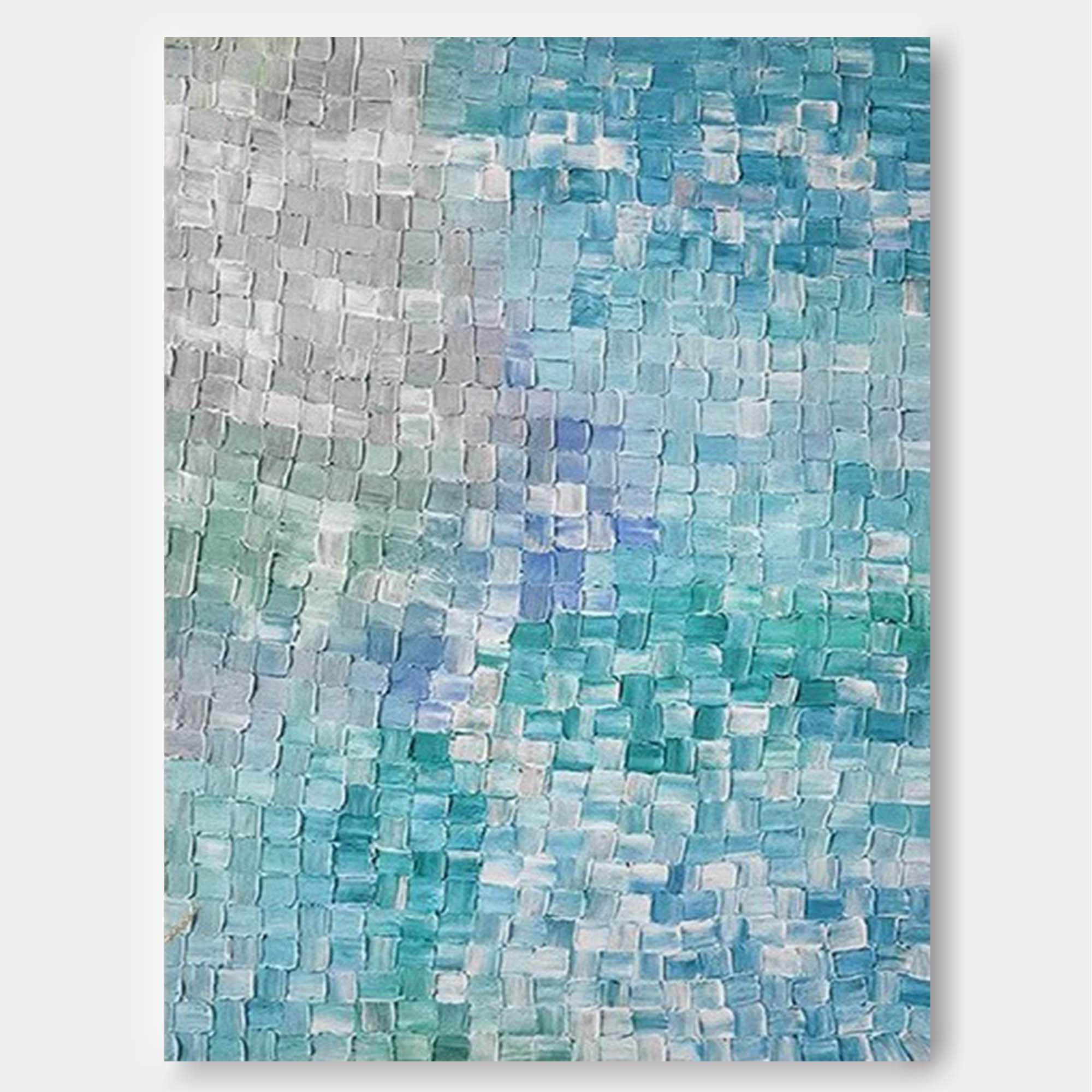 Blue And Grey Abstract Oil Painting on Canvas Modern Texture Wall Art Large Colorful Original Knife Painting Home Decor