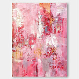 Large Pink Abstract Painting On Canvas Modern Abstract Oil Painting Pink Wall Art Home Decor