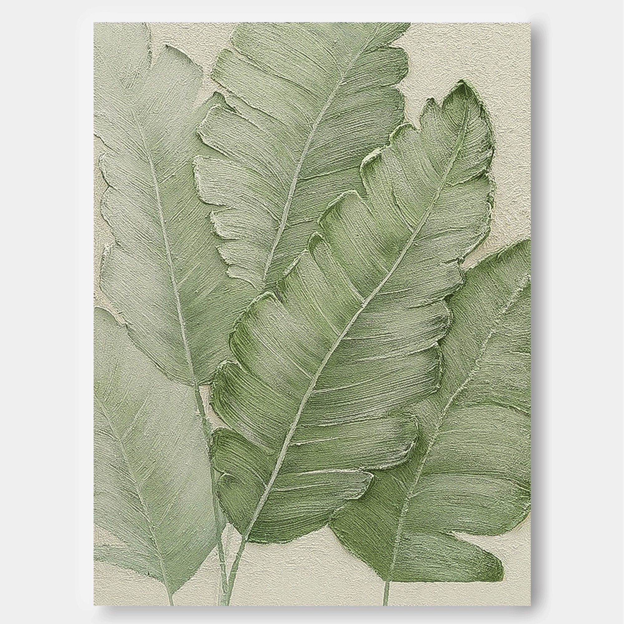 Large Thick Texture Abstract Green Leaf Paintings Contemporary Leaf Paintings Summer Painting Framed Wall Art