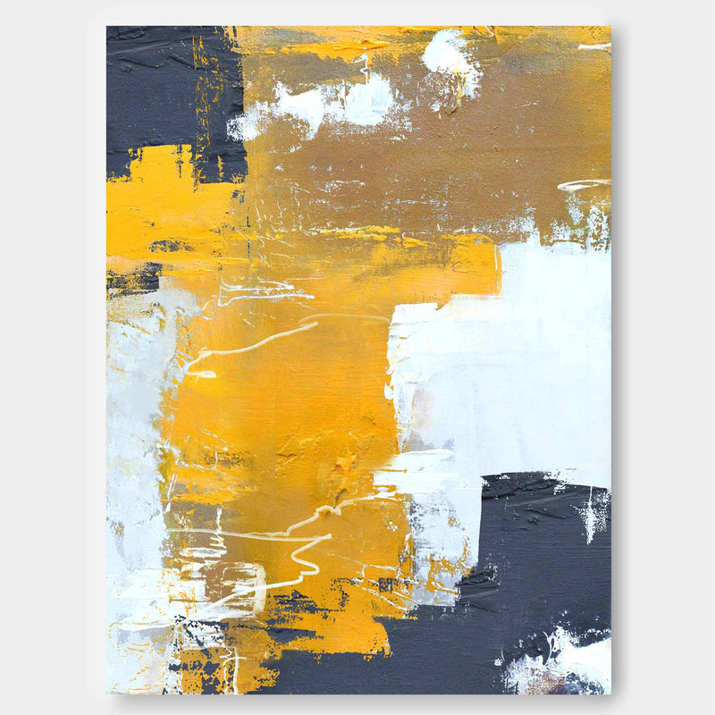 Modern Grey And Yellow Abstract Canvas Oil Painting Large Textured Painting Original Wall Art Living Room Decor