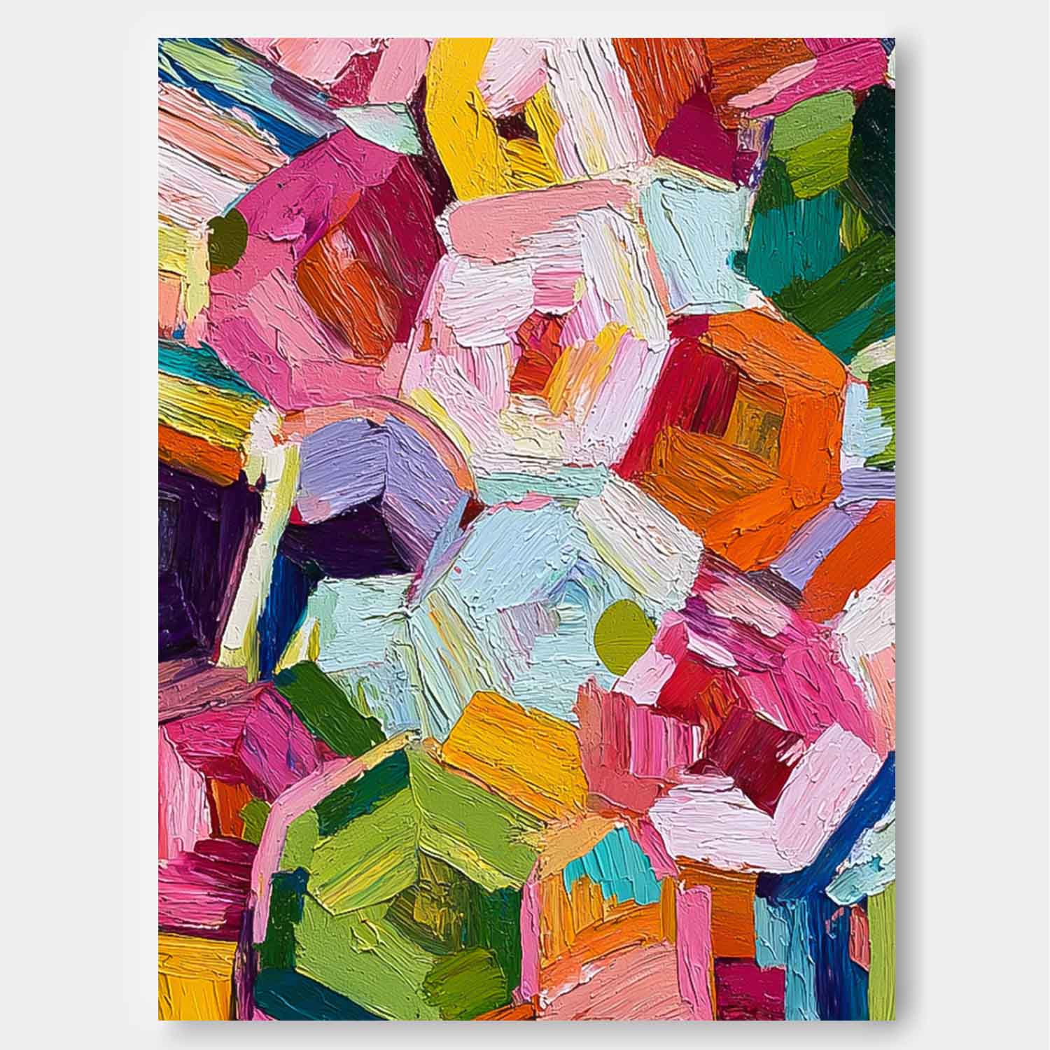 Original Geometric Color Painting Brilliant Texture Acrylic painting Abstract Large Wall Art Fashion Art