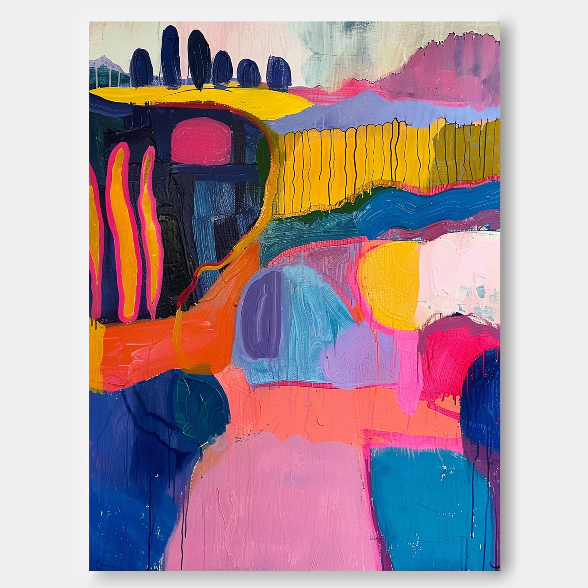 Fashion Art Original High Aaturation Painting Acrylic painting Abstract Landscape Wall Art Home Decor