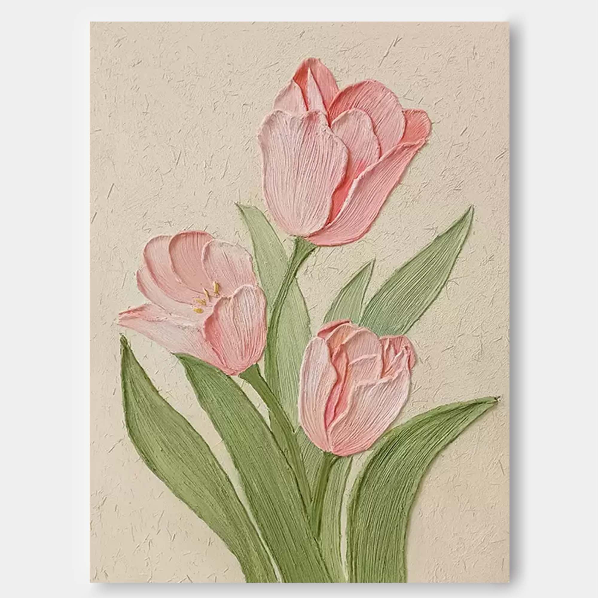 Modern Pink Floral Oil Painting On Canvas Large Textured Floral Acrylic Painting Original Flower Wall Art Home Decor