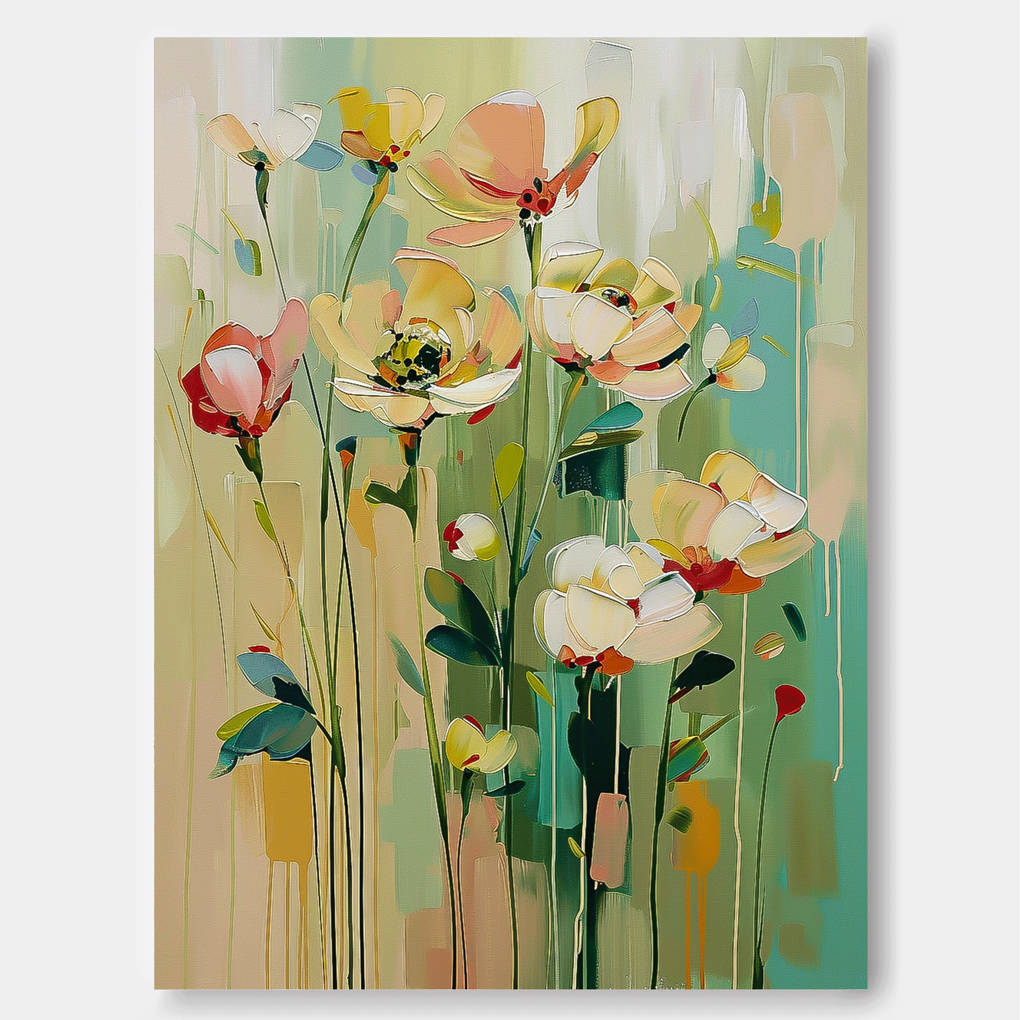 Contemporary Floral Paintings Summer Painting Framed Large Textured Abstract Flower Paintings Floral Wall Art