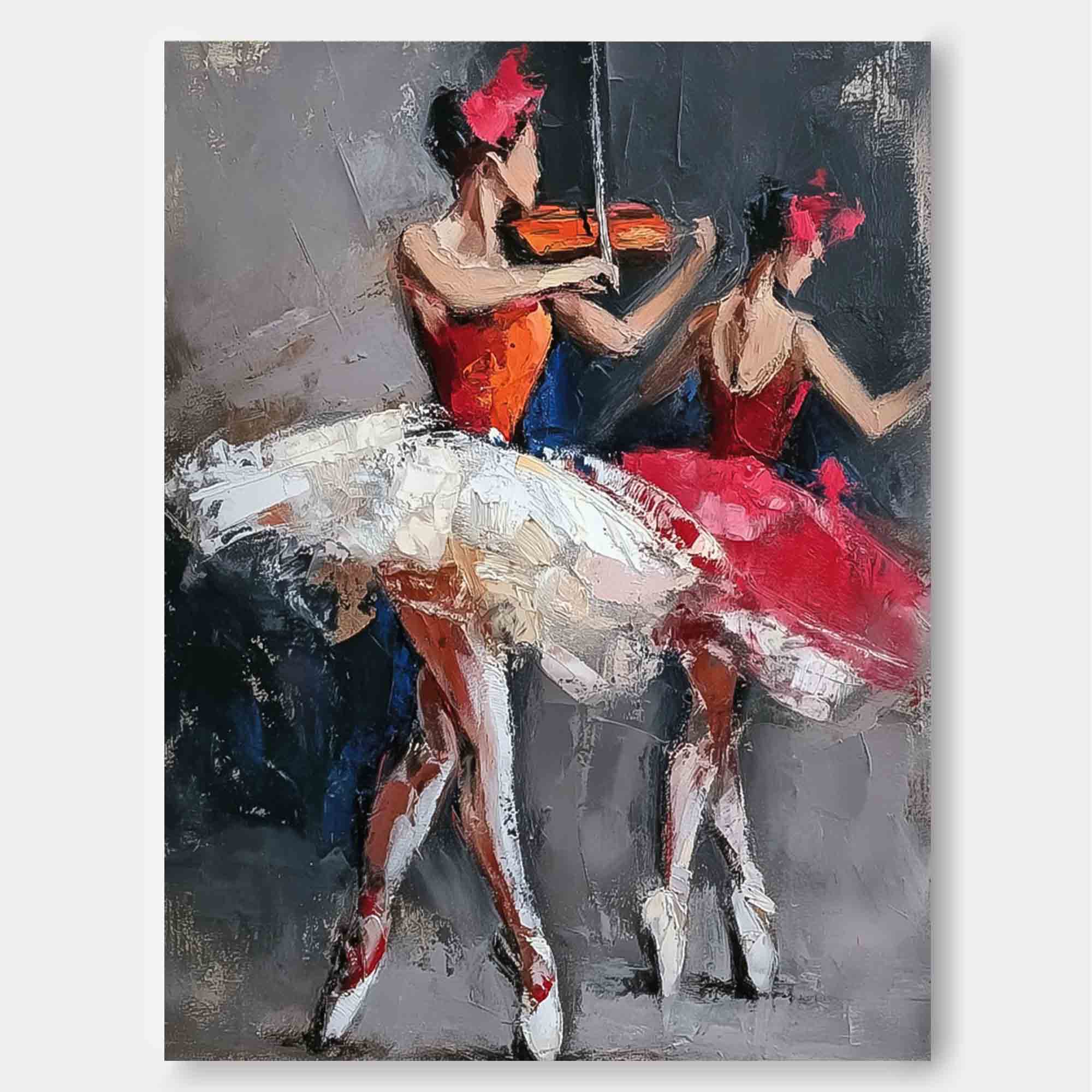 Large Ballet Girl Artwork Original Sisters Acrylic Painting Canvas Abstract Lady Wall Art Framed