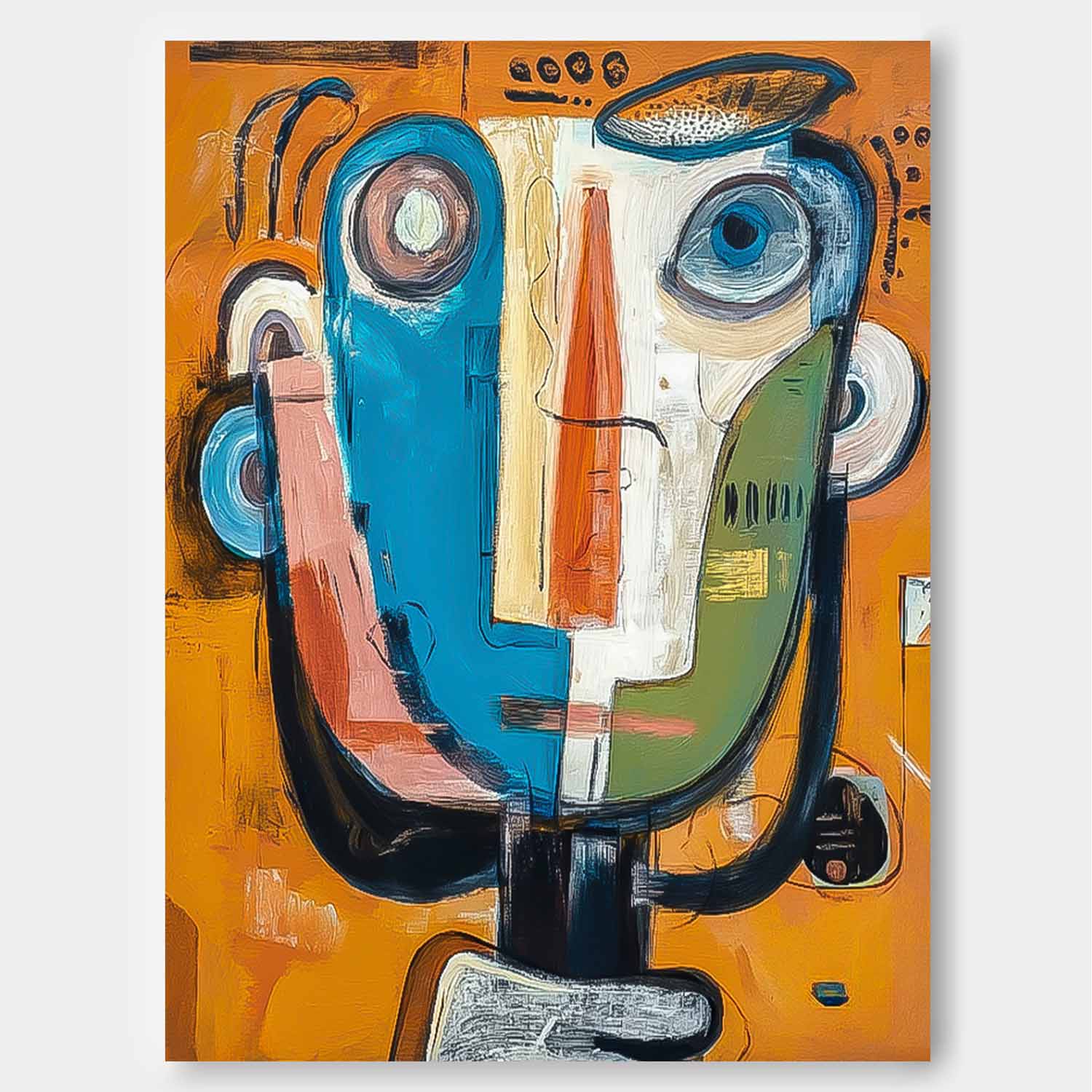 Large People Wall Art Abstract Portrait Oil Painting On Canvas Original Cute Face Painting For Living Room