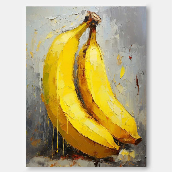 Abstract Still Life Painting On Canvas Large Banana Original Artwork Color Fruit Acrylic Painting Gift