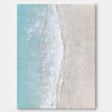 Abstract Original Beach Oil Painting On Canvas Large Blue Ocean Wall Art Seascape Painting Living room Wall Decor