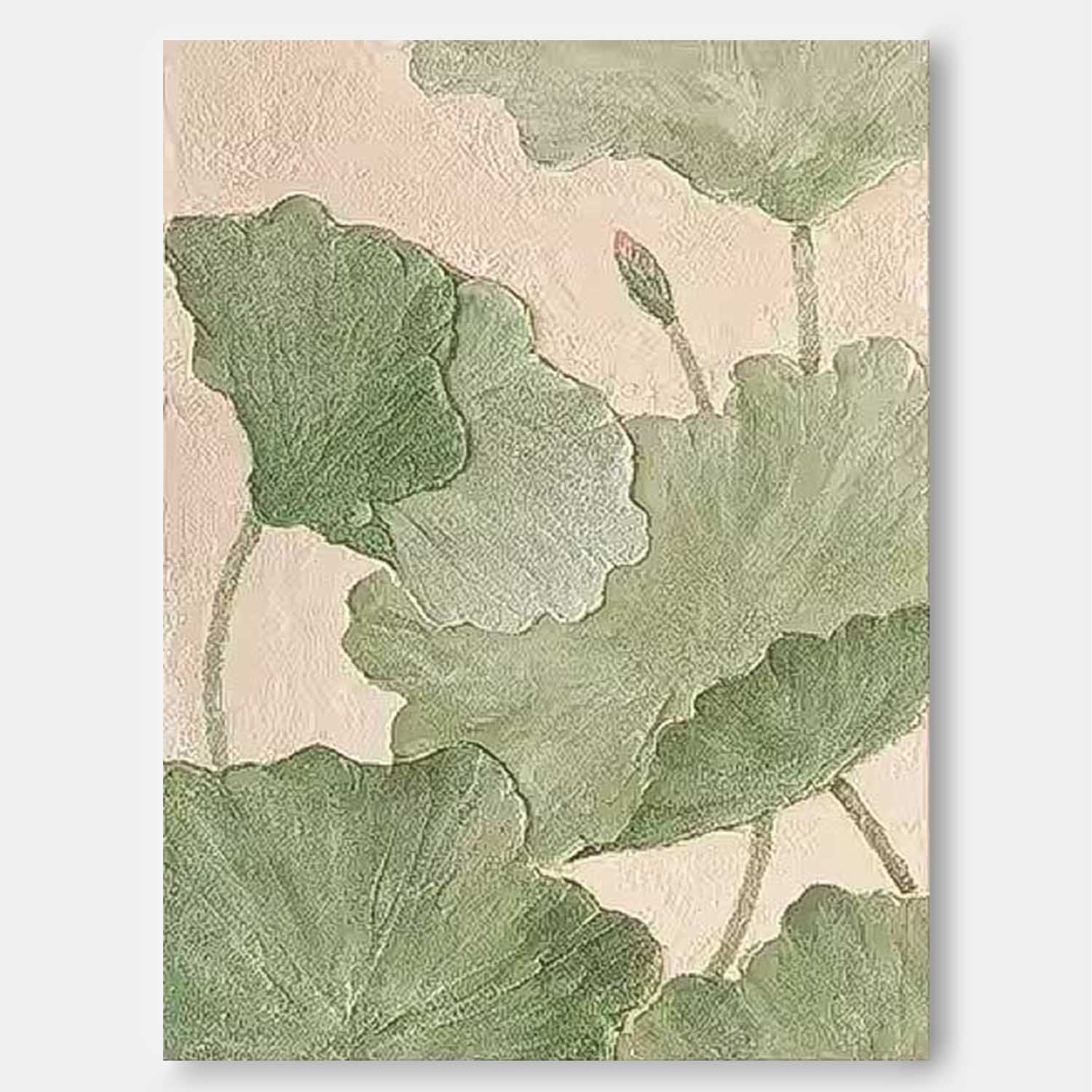 Original Modern Flowers Artwork Abstract Lotus Leaf Oil Painting On Canvas Floral Wall Art Home Decor