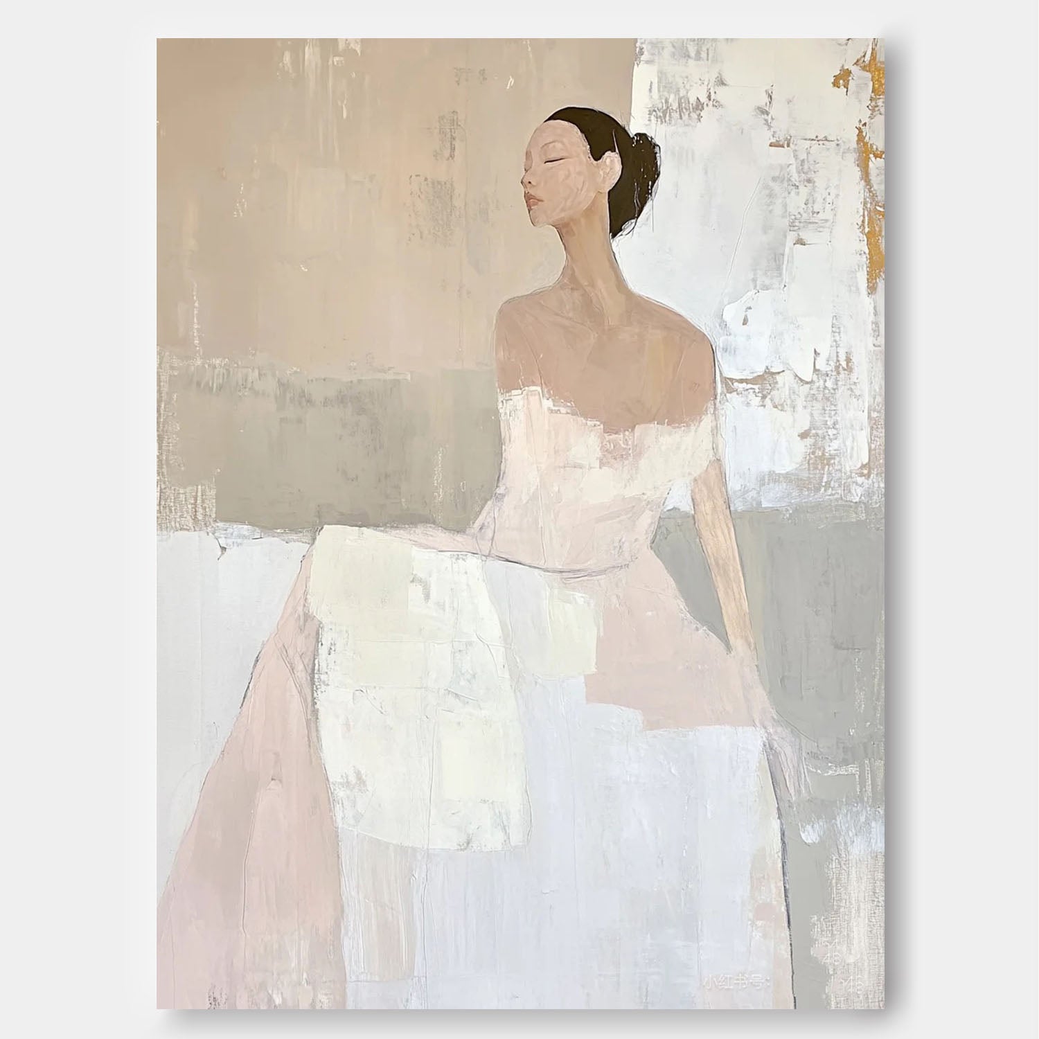 Original Modern Minimalist Female Painting Large Minimalism Abstract Woman Painting Contemporary Figure Art