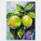 Large Lime Original Artwork Abstract Still Life Painting On Canvas Colorful Fruit Acrylic Painting Gift