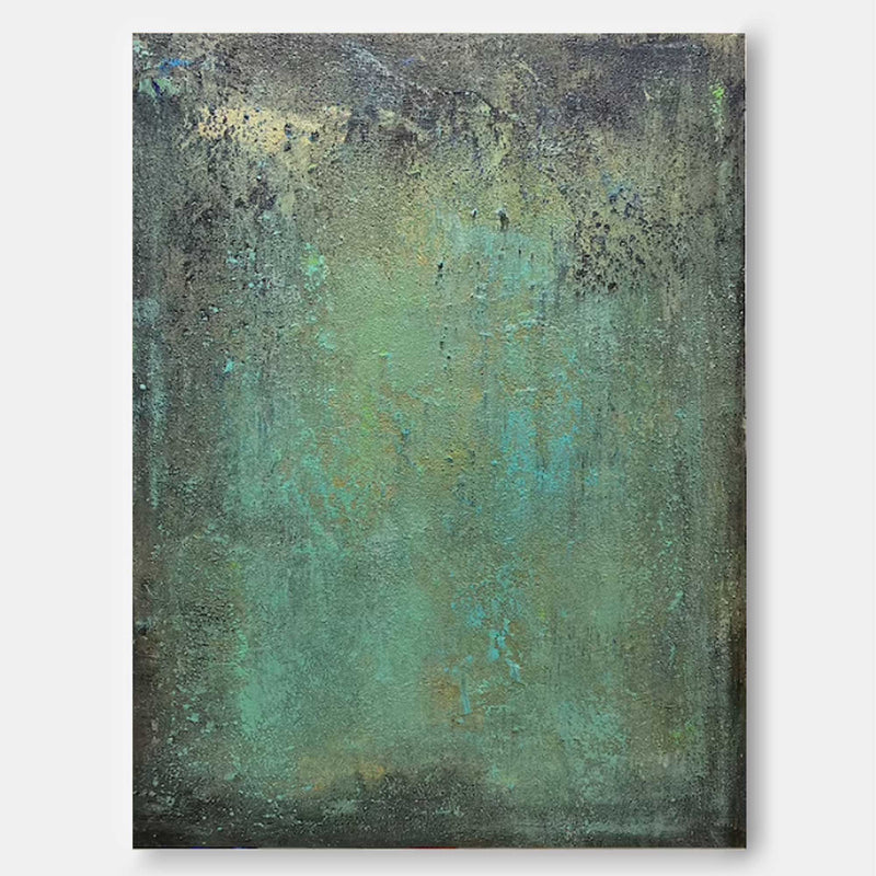 Green Abstract Oil Painting On Canvas Modern Texture Wall Art Large Original Painting For Living Room