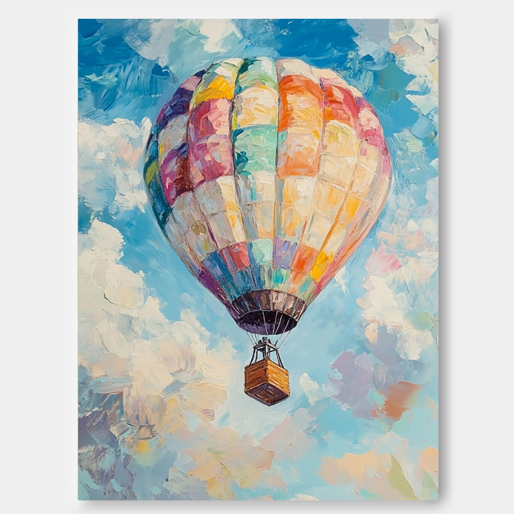 Large Hot Air Balloon Painting On Canvas Abstract Scenery Oil Painting Colorful Landscape Texture Artwork