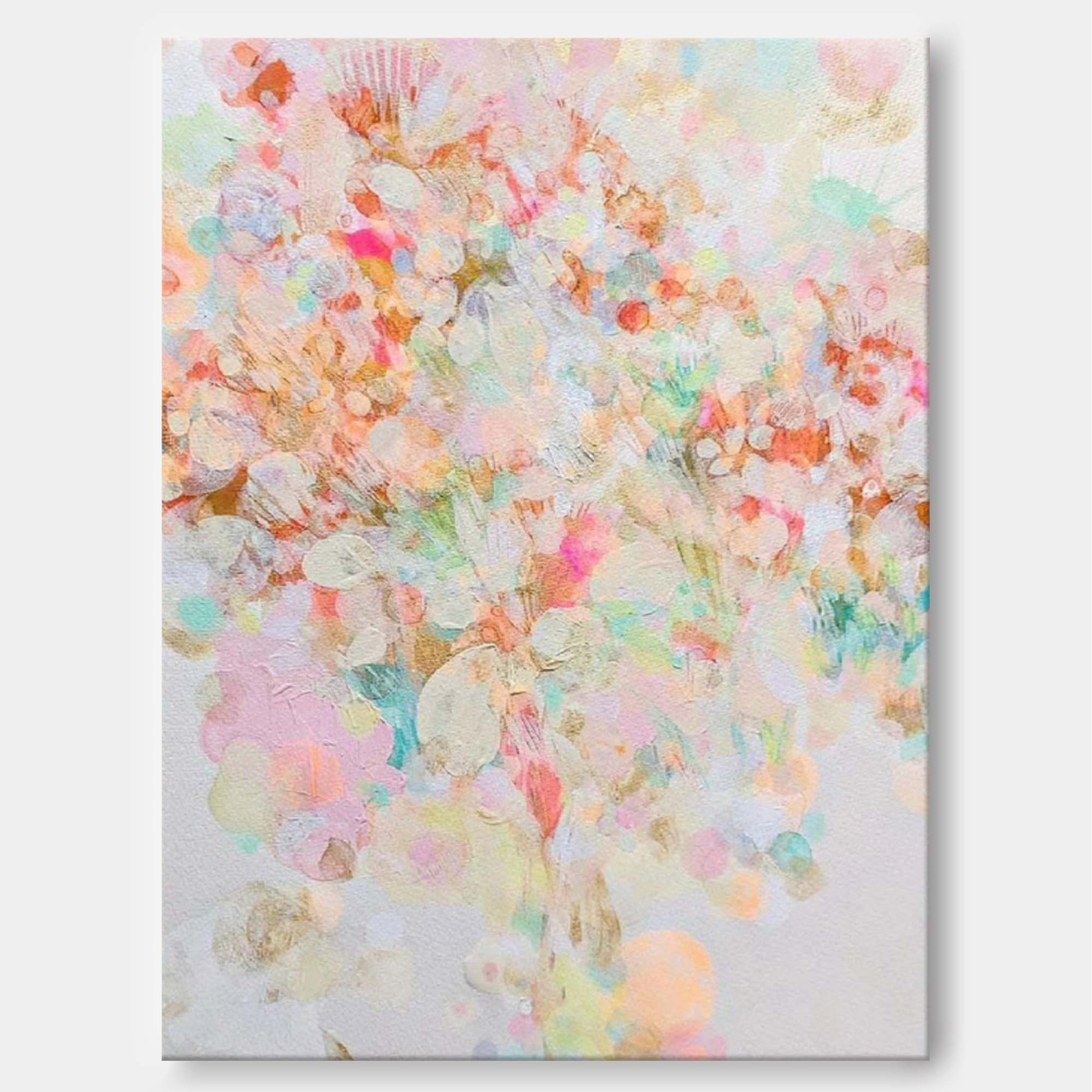 Abstract Pink Flower Oil Painting On Canvas Original Floral Painting Modern Textured Living Room Wall Art Decor