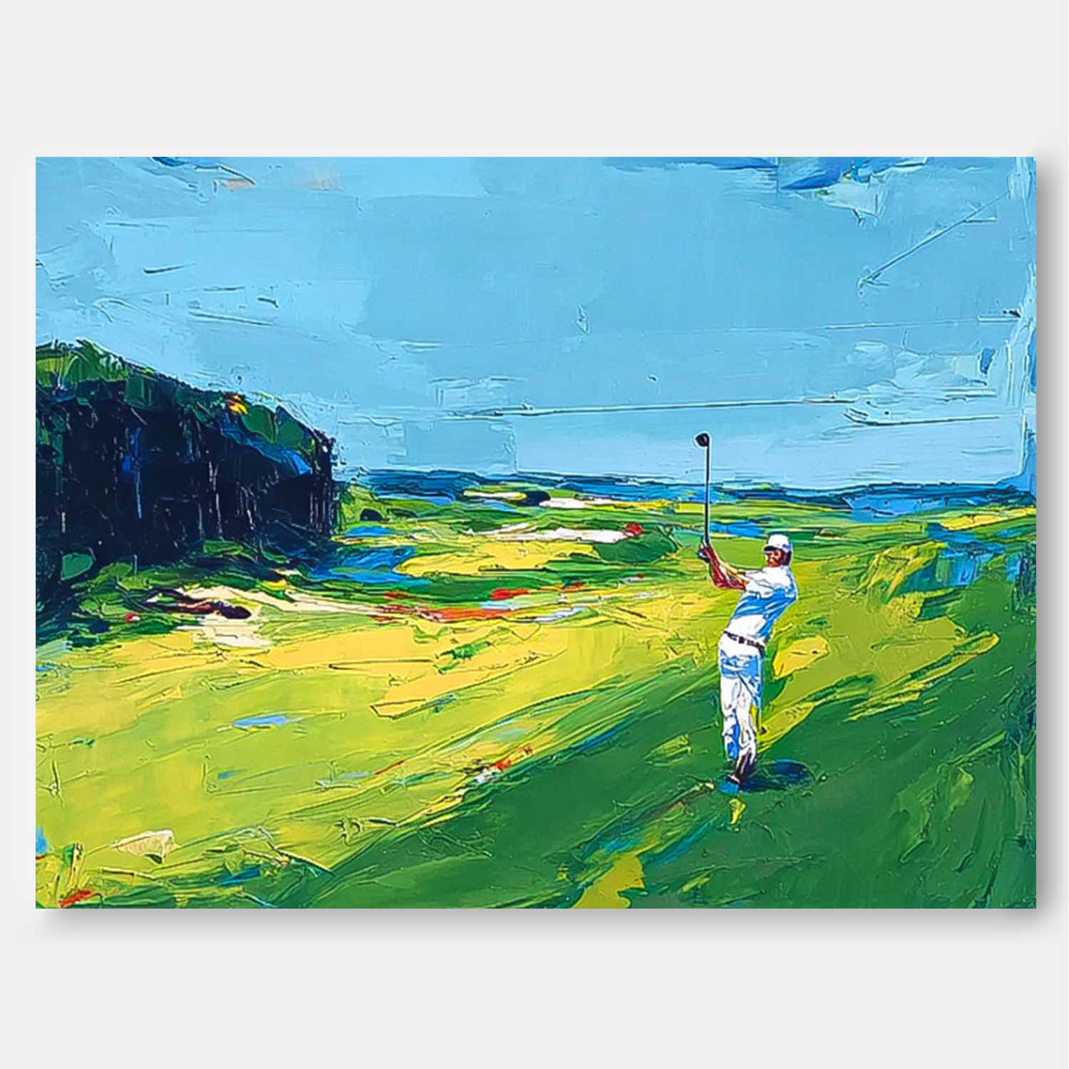 Original Textured Green Golf Course Art Contemporary Sport Decor Modern Golf Artwork Golf Lovers Gift