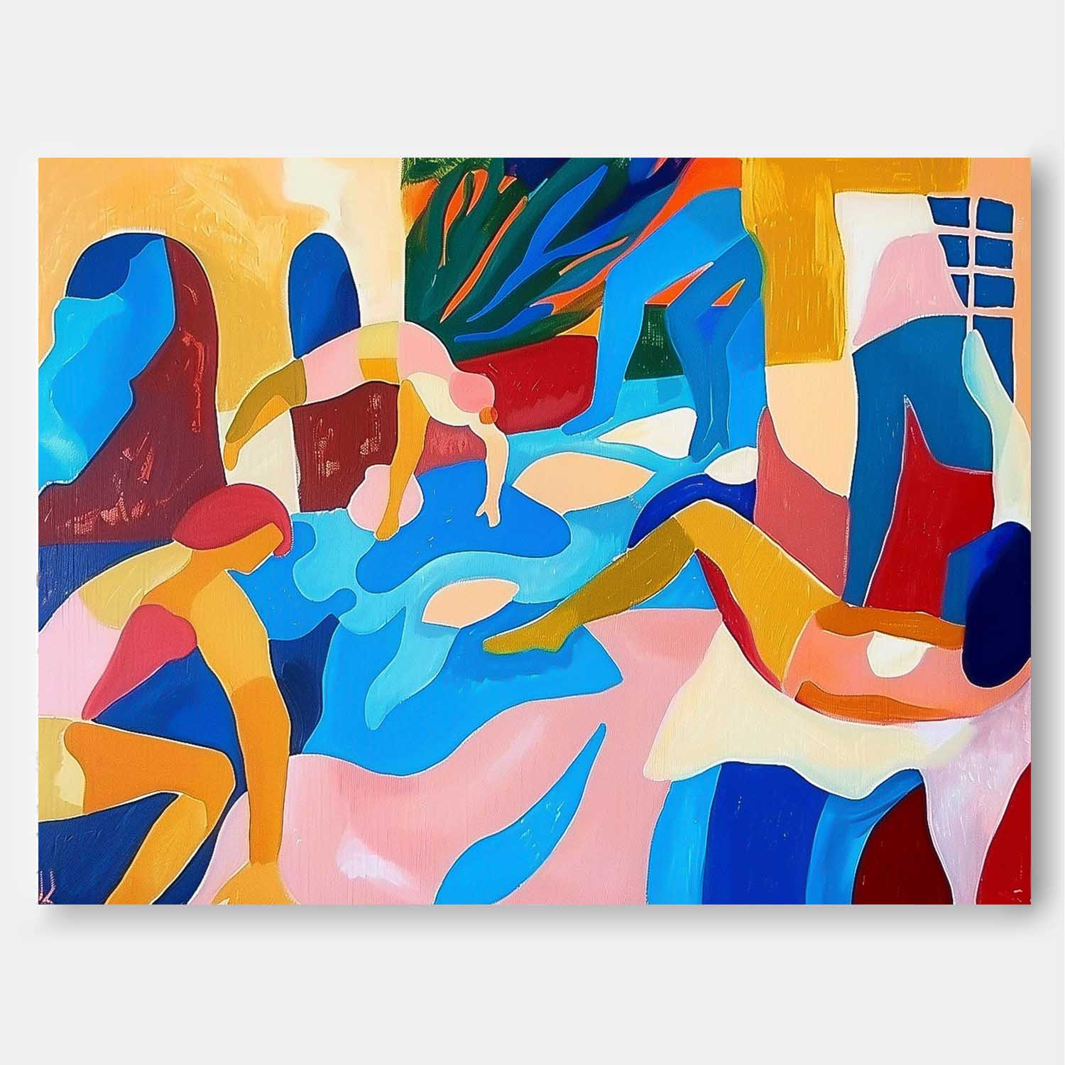 Matisse Style Painting Of Women Vibrant Modern Abstract Figures Canvas Art Large Colored Female Wall Art