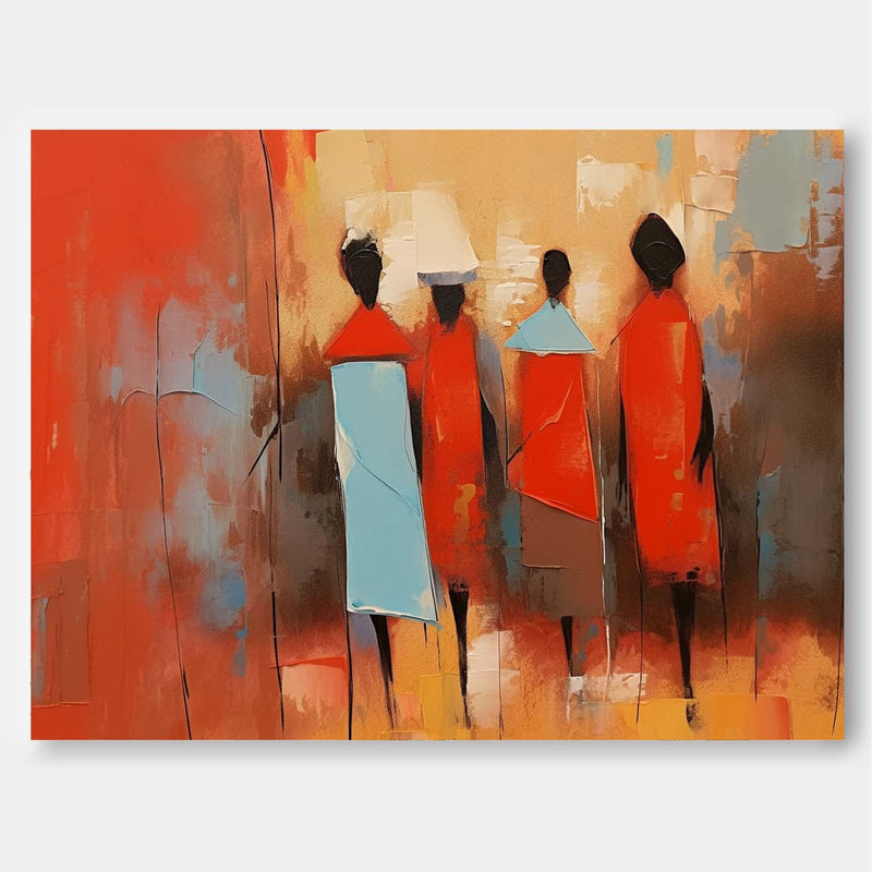 Original Human Artwork Abstract Figure Oil Painting Large Bright Red Human Silhouette Wall Art Home Decor