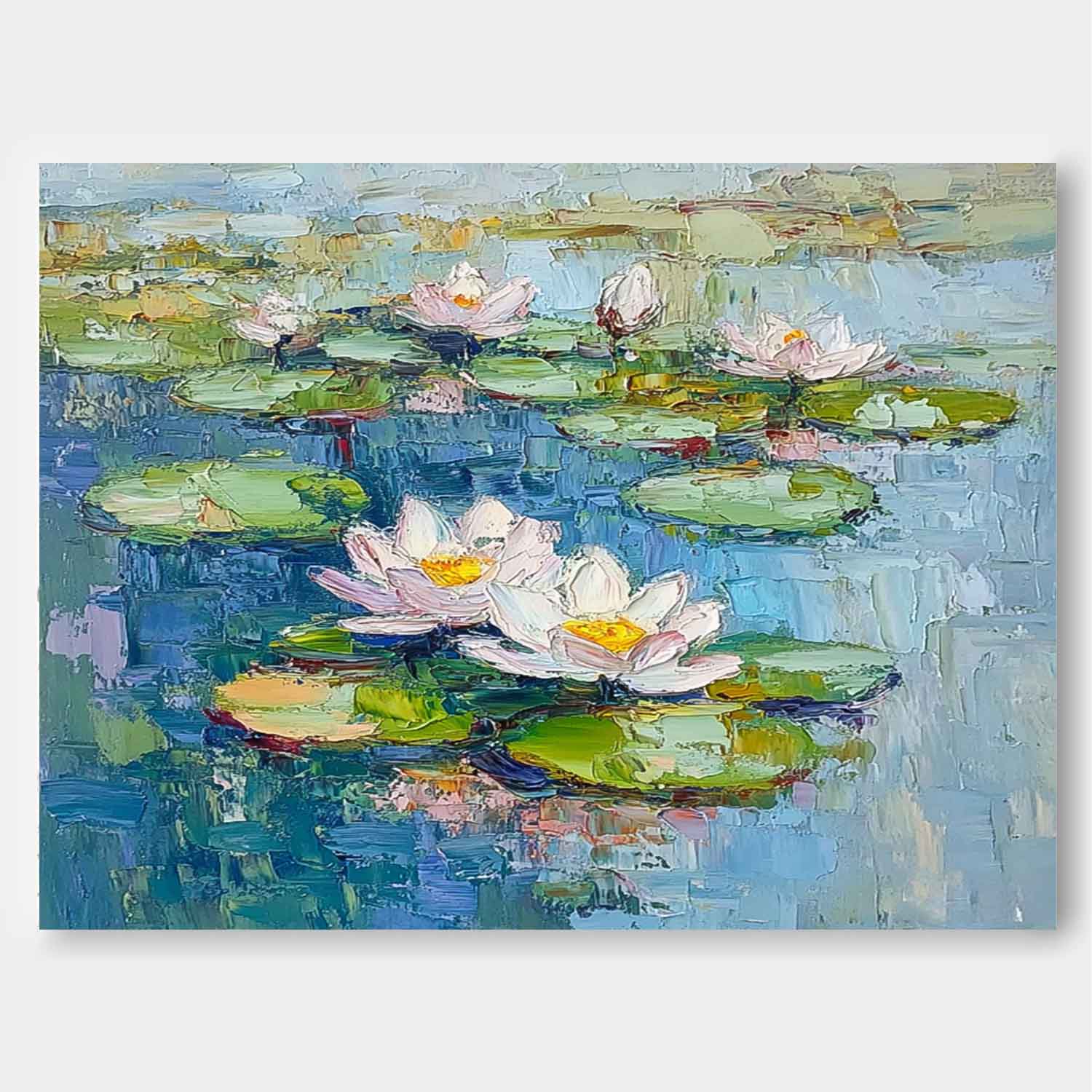 Lotus Flower Paintings On Canvas Large Green oil painting Water Lilies buy Oil Paint