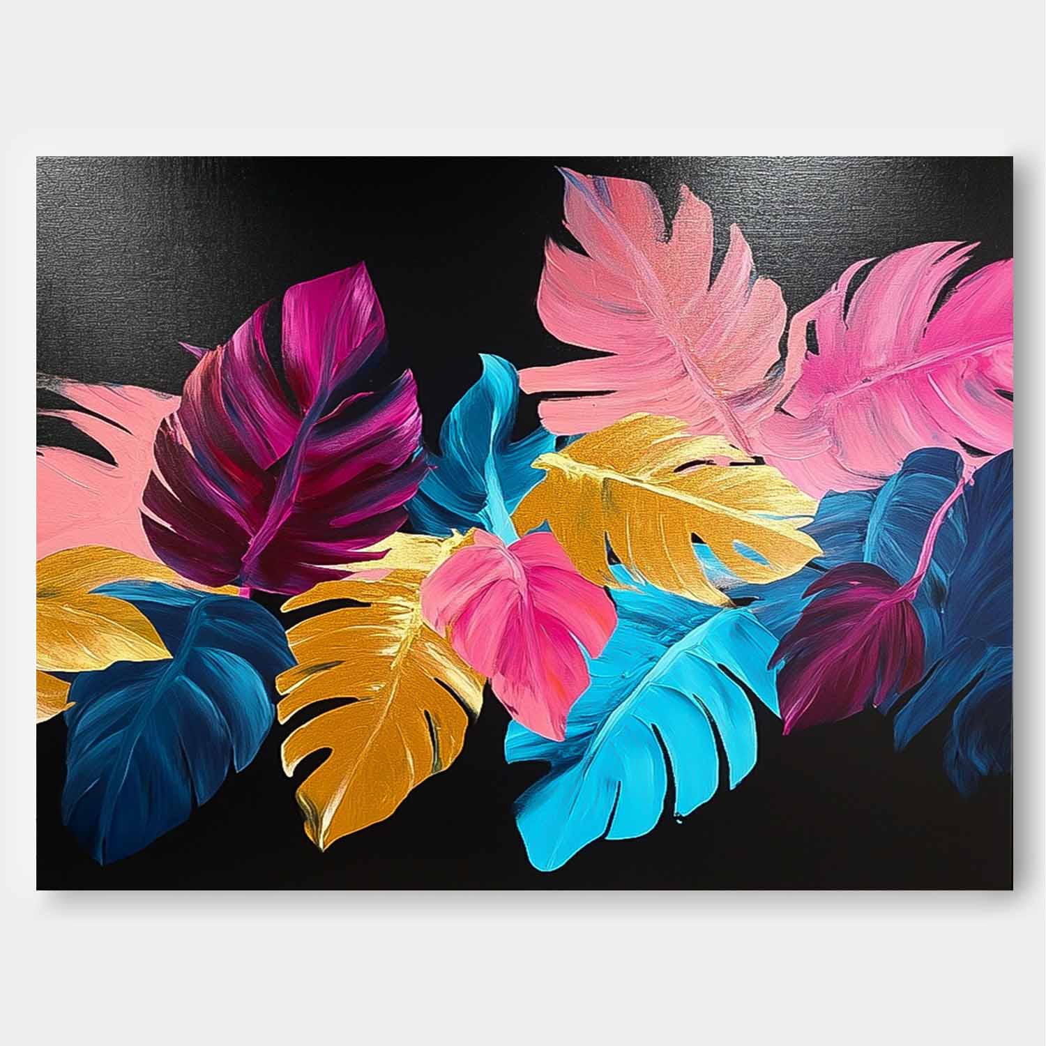 Colored Leaves Texture Artwork Original Abstract Leaves Oil Painting On Canvas Home Decor Artwork