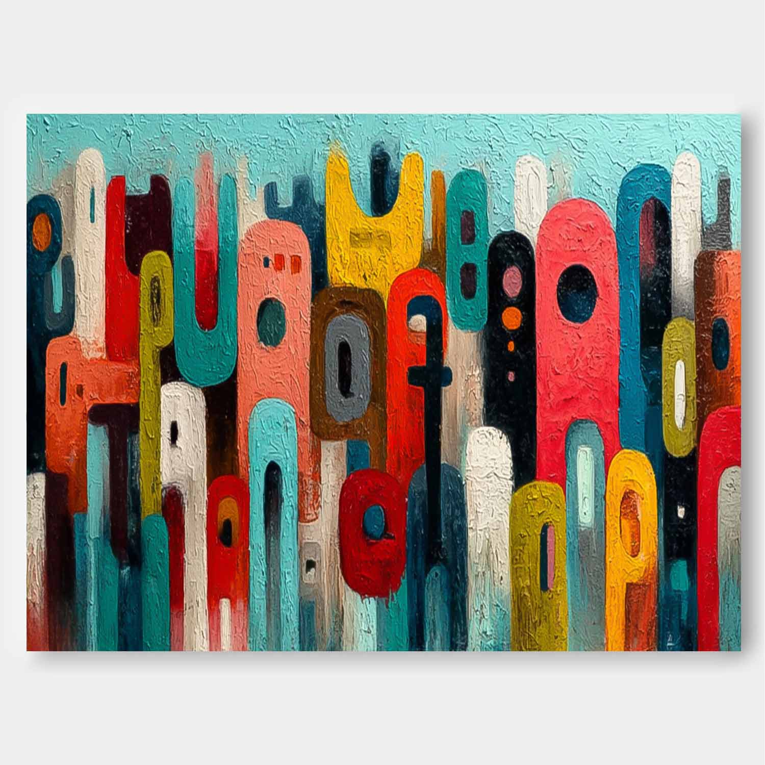 Modern Colorful Artwork Abstract Graffiti Oil Painting Texture Acrylic painting Original Wall Art Home Decor