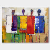 Colorful Abstract Figure Oil Painting Large Silhouette Wall Art Original Artwork For Living Room