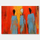 Large Bright Red Human Silhouette Wall Art Abstract Figure Oil Painting Original Human Artwork Home Decor