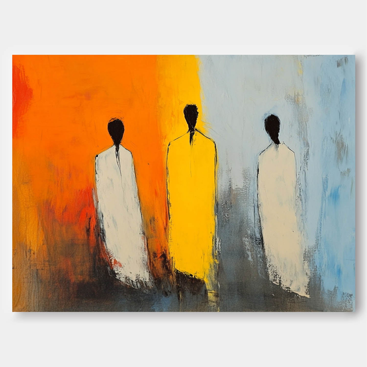 Contemporary Gallery Wall Art Modern Minimal Abstract Oil Painting Figure View Of Back Home Decor 