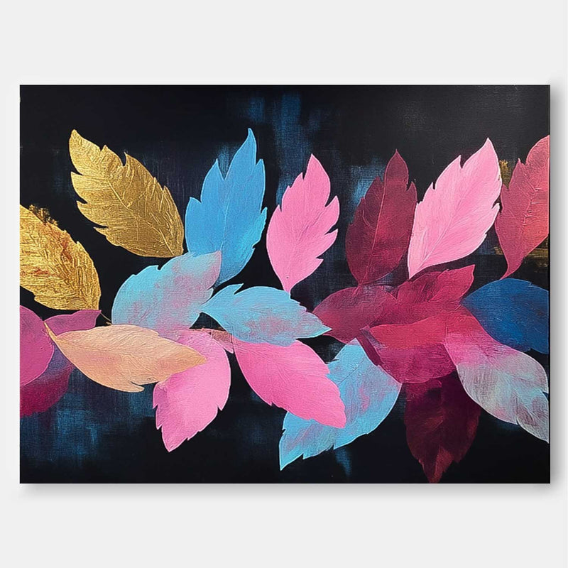 Colored Leaves Texture Artwork Original Abstract Leaves Oil Painting On Canvas Big Acrylic painting Home Decor