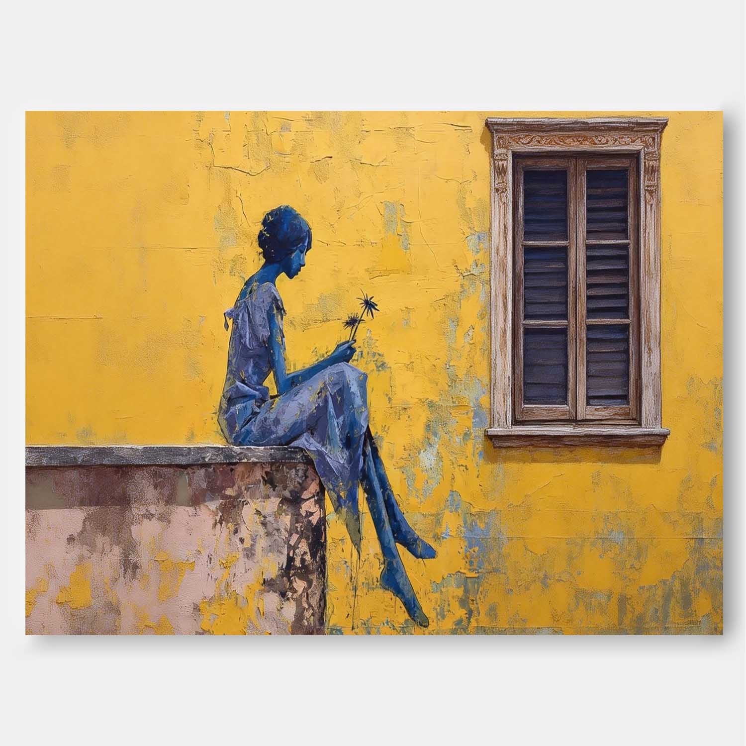 Mediterranean Style Abstract Art Landscape Canvas Serene Moments Abstract Painting Contemporary Lady Canvas Decor