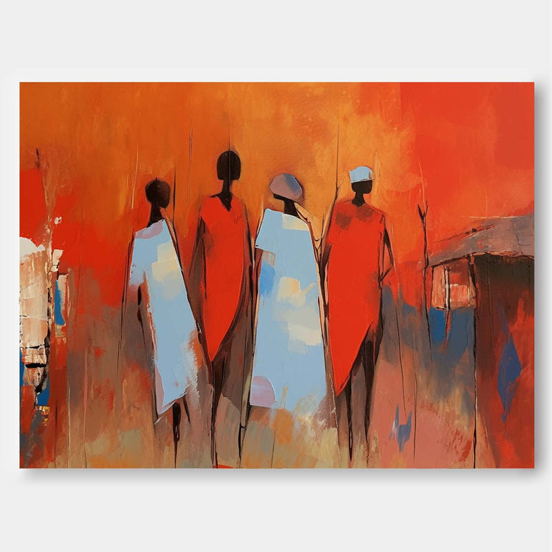 Abstract Figure Oil Painting Large Bright Red Human Silhouette Wall Art Original Human Artwork Home Decor