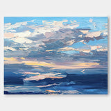 Clouds Oil Painting on Canvas Original Wall Art Abstract Blue Landscape Painting Home Decor