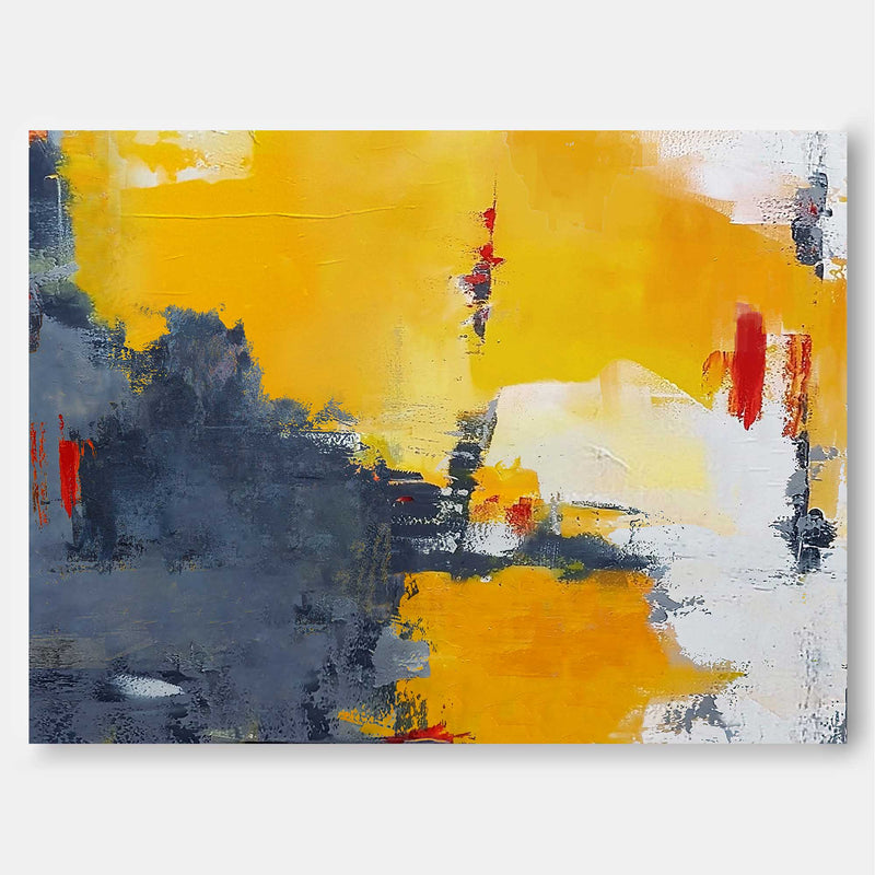 Modern Gray And Yellow Abstract Canvas Oil Painting Large Wall Texture Art Original Oil Painting Home Decoration