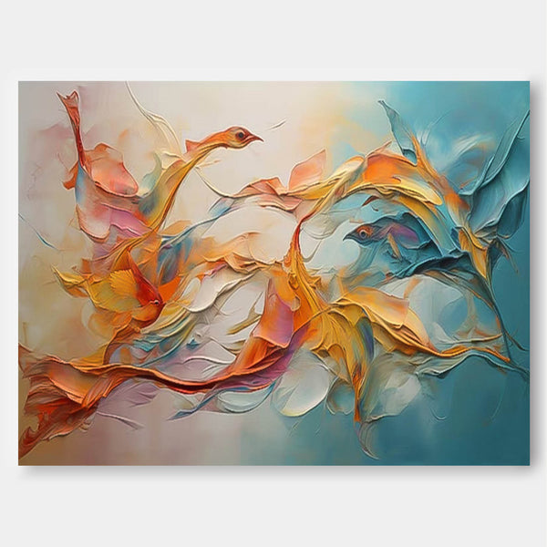 Large Texture Original Abstract Phoenix Wall Art Vibrant Color Abstract Bird Paintings Online Contemporary Artwork
