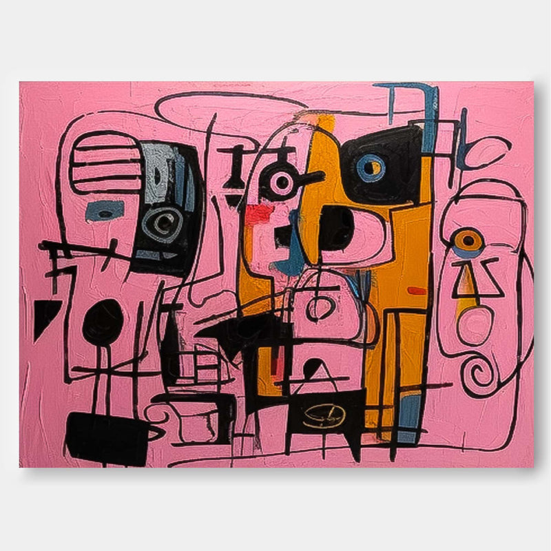 Large interesting Abstract Oil Painting Original Graffiti Wall Art Vibrant Pink Buy Abstract Paintings Online Home Decor