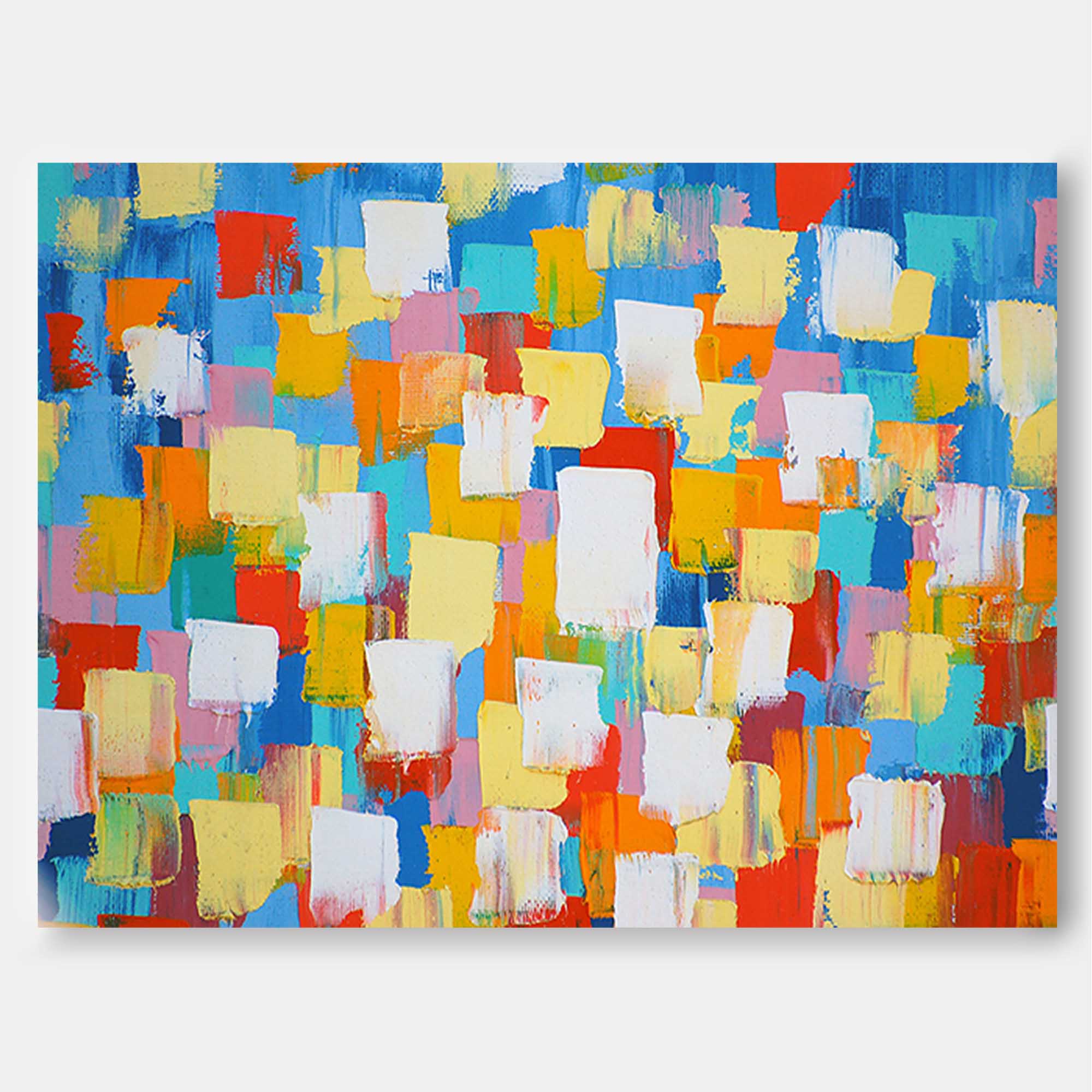 Bright Colorful Large Abstract Oil Painting Modern Geometric Acrylic Painting Original Wall Art Home Decoration