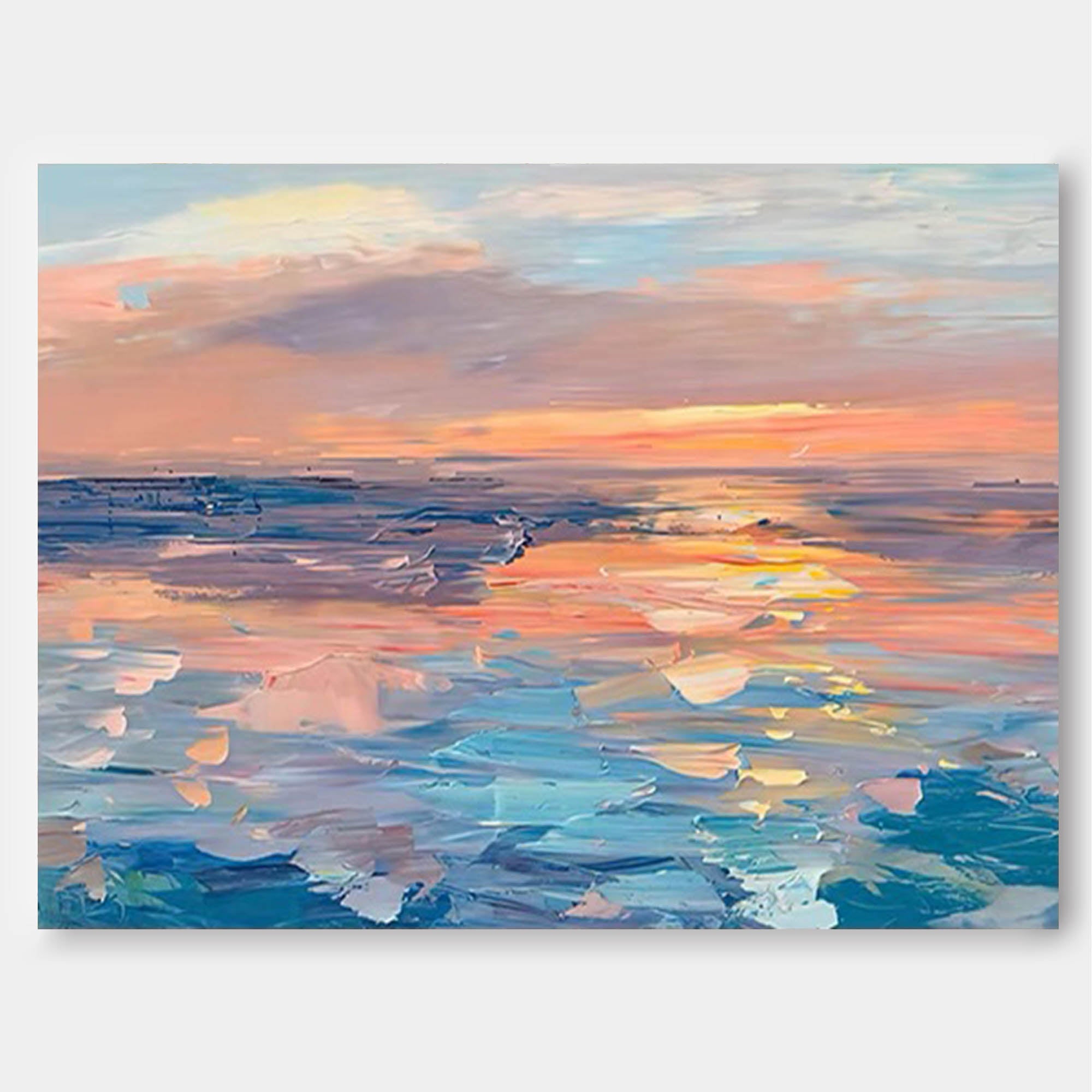 Sunset Oil Painting On Canvas Original Wall Art Abstract Sea Landscape Painting Living Room Decor