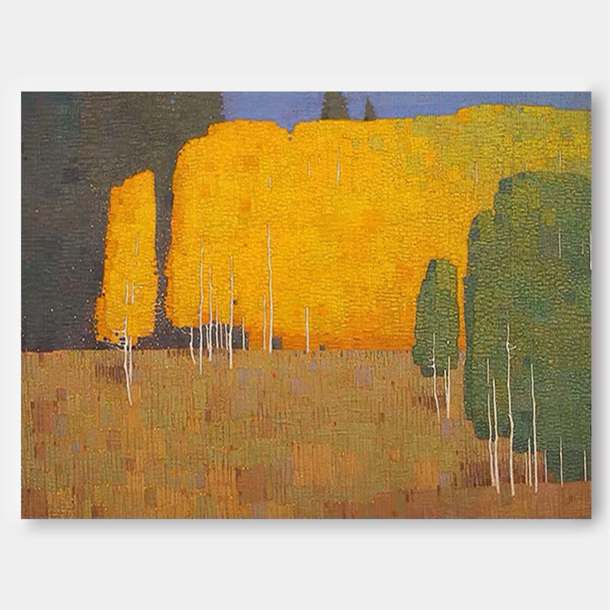 Woods Oil Painting On Canvas Original Wall Art Abstract Yellow Woods Landscape Painting Home Decor