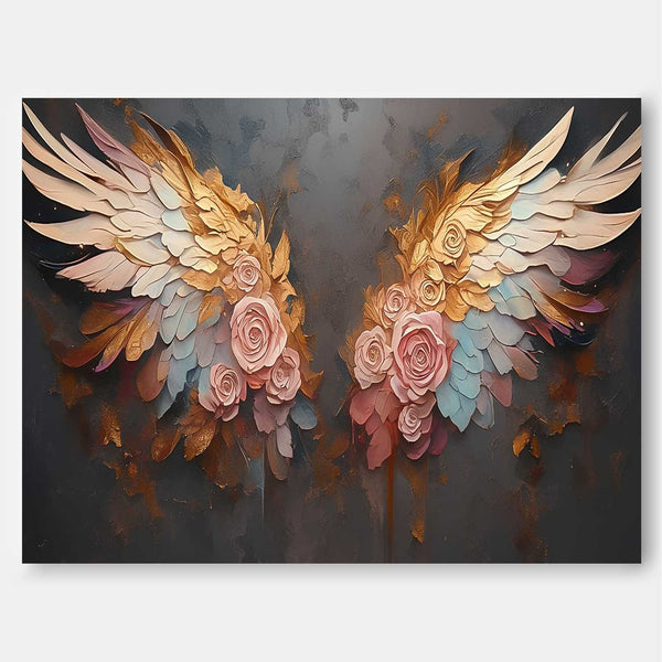 Original Abstract Angel Wing Oil Painting On Canvas Big Wing Boho Artwork For Living Room Decor GiftOriginal Abstract Angel Wing Oil Painting On Canvas Big Wing Flower Boho Artwork For Living Room Decor Gift