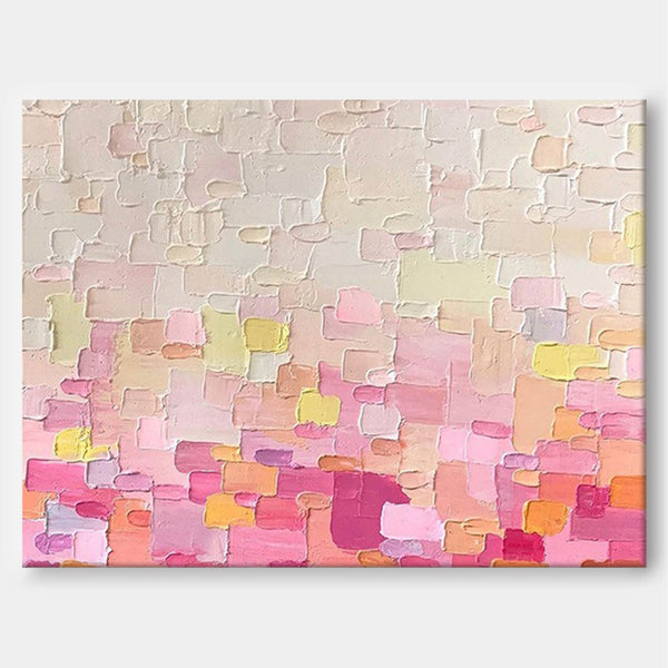 Textured Wall Art Pink Painting on Canvas Original Abstract Painting Large Colorful Wall Art Modern Boho Minimalist Decor