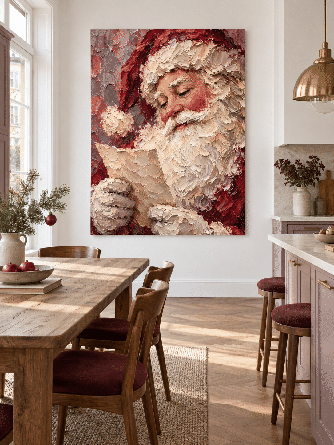 Vintage Textured Santa Art Modern Handmade Holiday Wall Piece Original