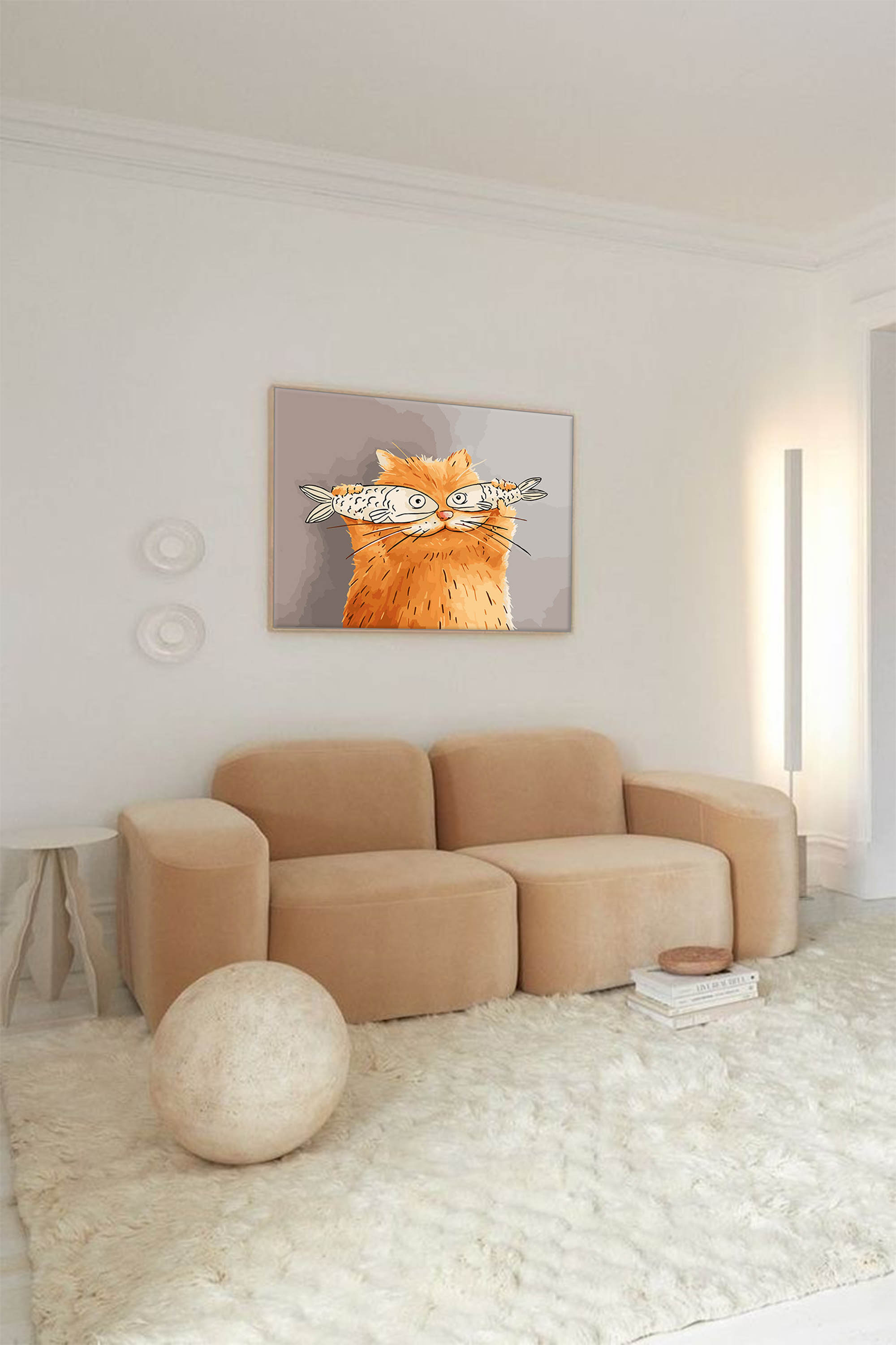 Modern Abstract Animal Oil Painting On Canvas Cute Cats Painting Wall Art Living Room Decor