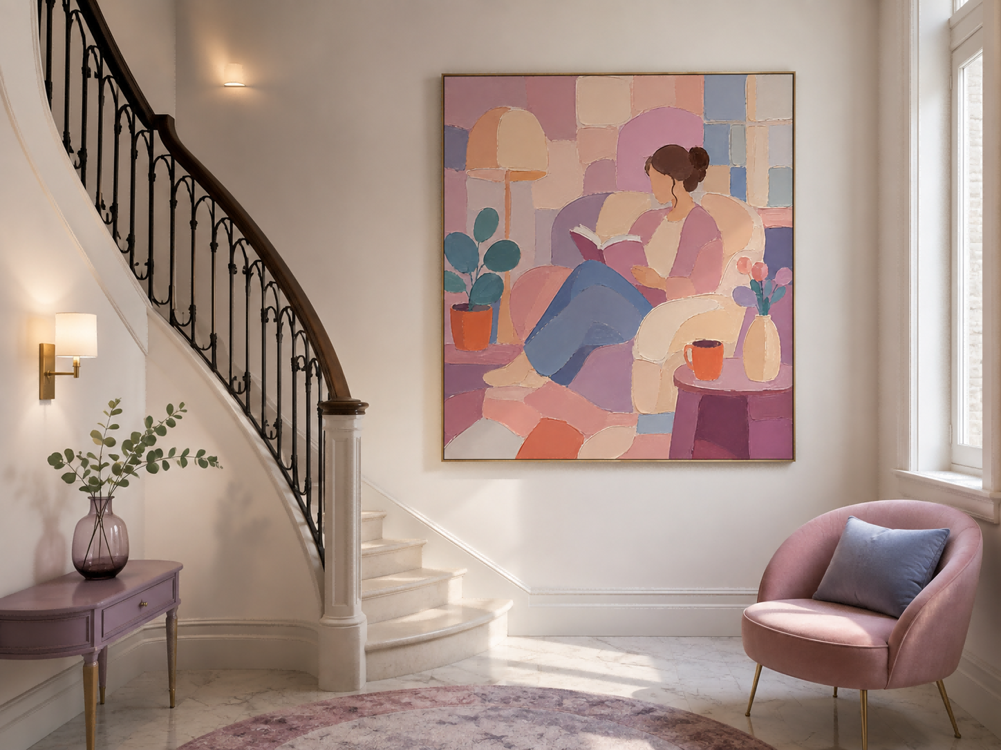 Geometric Block Style Artwork With People Theme For Unique Home Gift Ideas