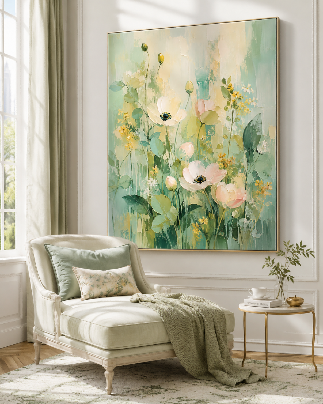 Modern Abstract Impasto Flower Painting With Organic Textures And Pastel Colors