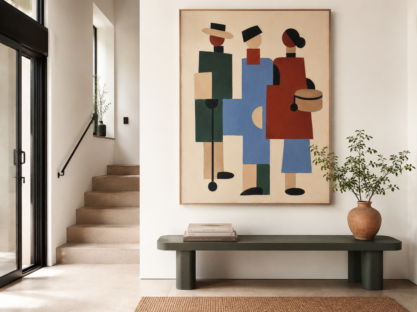Minimalist Geometric Oil Painting In Modernist Style