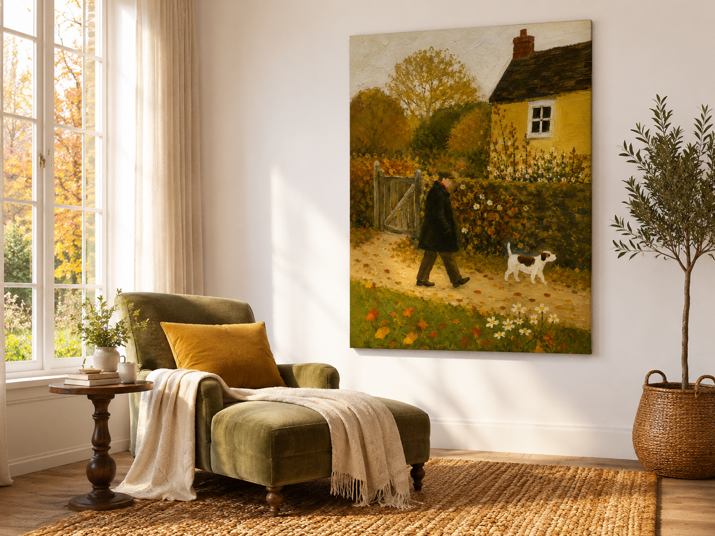 Cozy Autumn Landscape Wall Art For Rustic Living Room Decor
